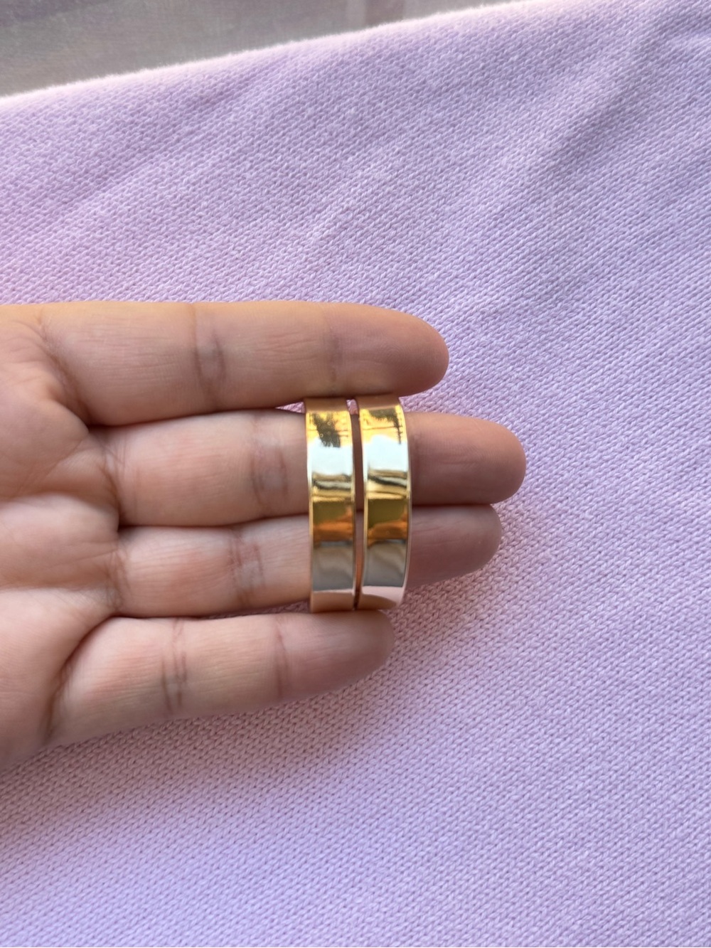 Polished Gold Tone Hoop Earrings — Sleek Everyday Hoops - Picture 2 of 5